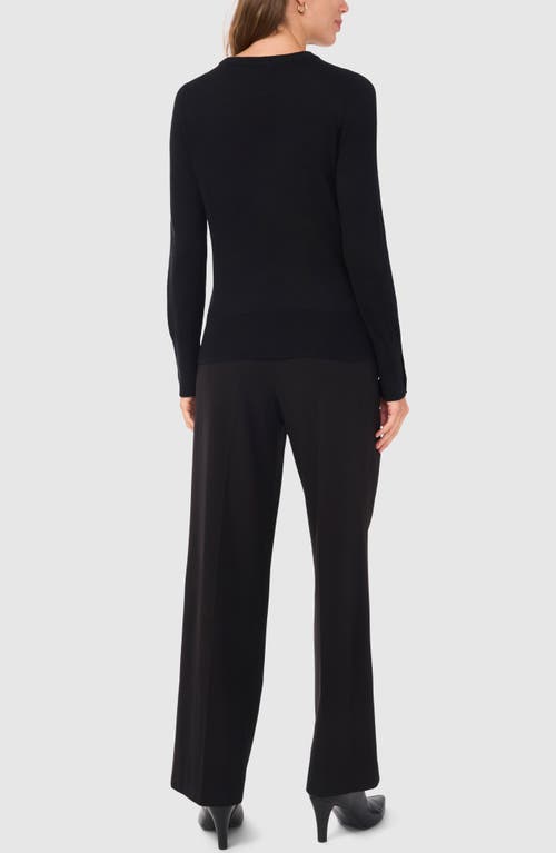 Halogenr Halogen(r) Button Cuff Cotton Blend Sweater In Black