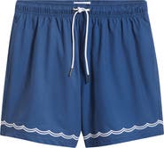 MAVRANS Blue Waves Embroidered Swim Trunks