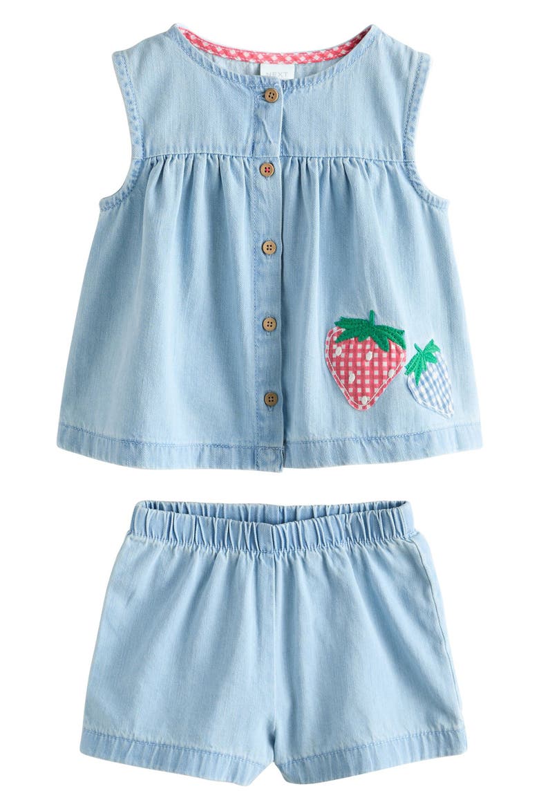 Kids' Denim Babydoll Top & Shorts Set, Main, color, BLUE