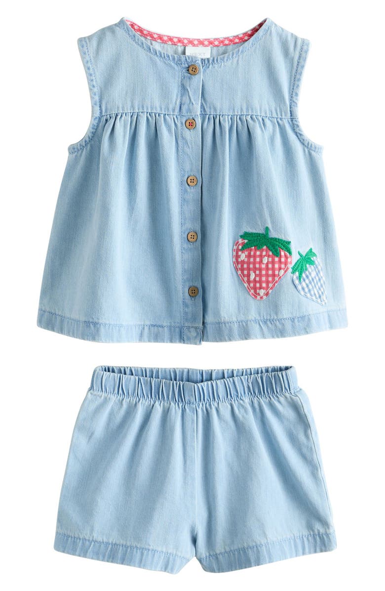 NEXT Kids' Denim Babydoll Top & Shorts Set, Main, color, Blue