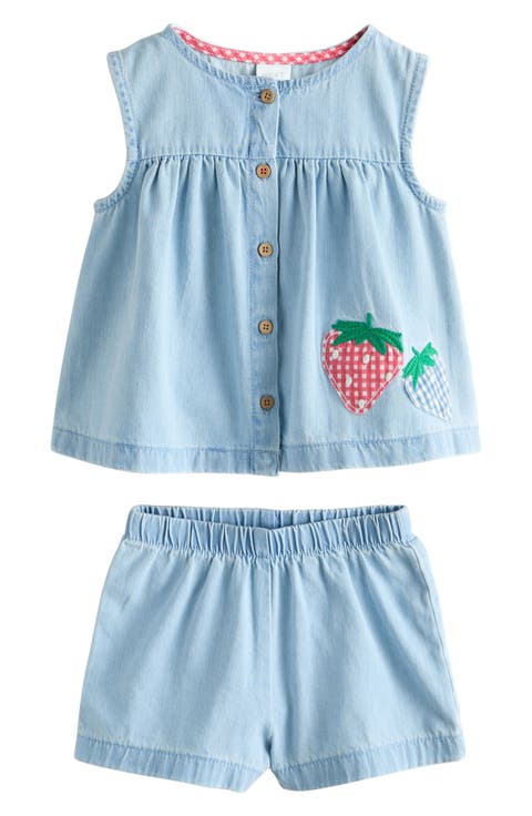 Kids' Denim Babydoll Top & Shorts Set (Baby, Toddler & Little Kid)