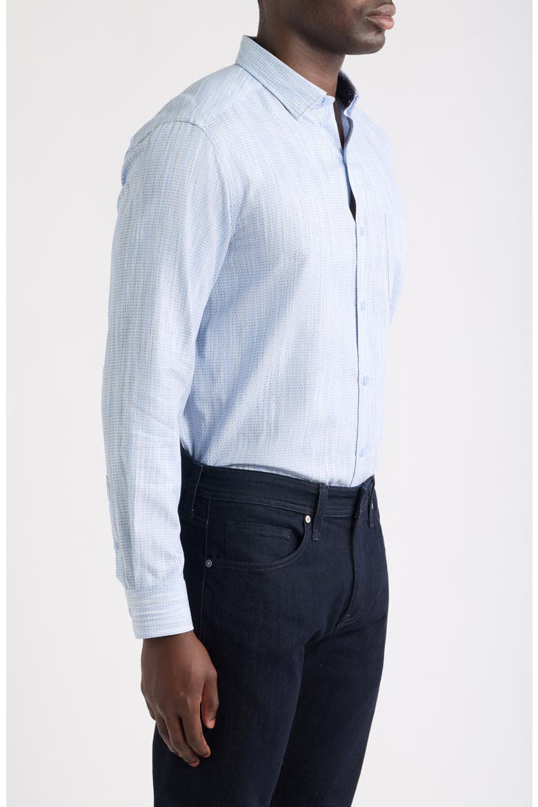 Collin Jacquard Cotton Button-Up Shirt, Alternate, color, LT. BLUE