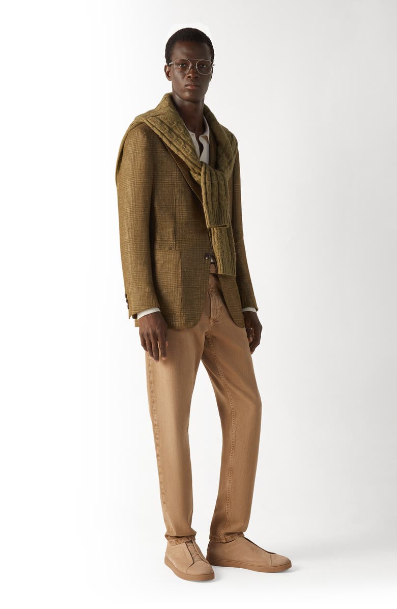 ZEGNA Cashmere, Linen & Silk Sport Coat, Alternate, color, Olive Green