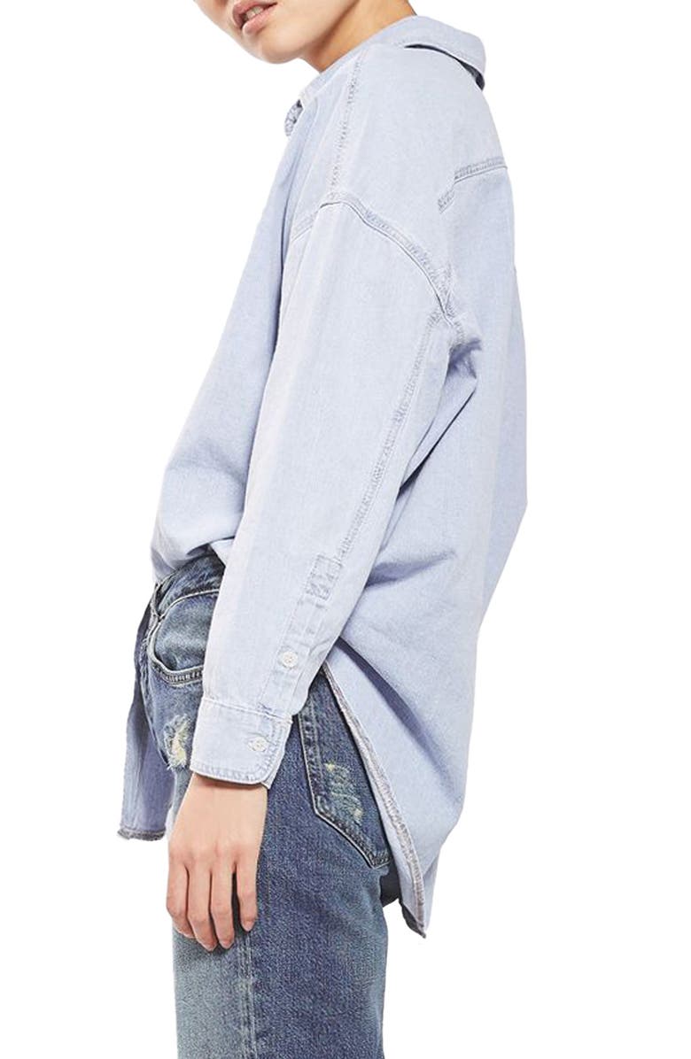 Topshop Elton Denim Shirt, Alternate, color, 