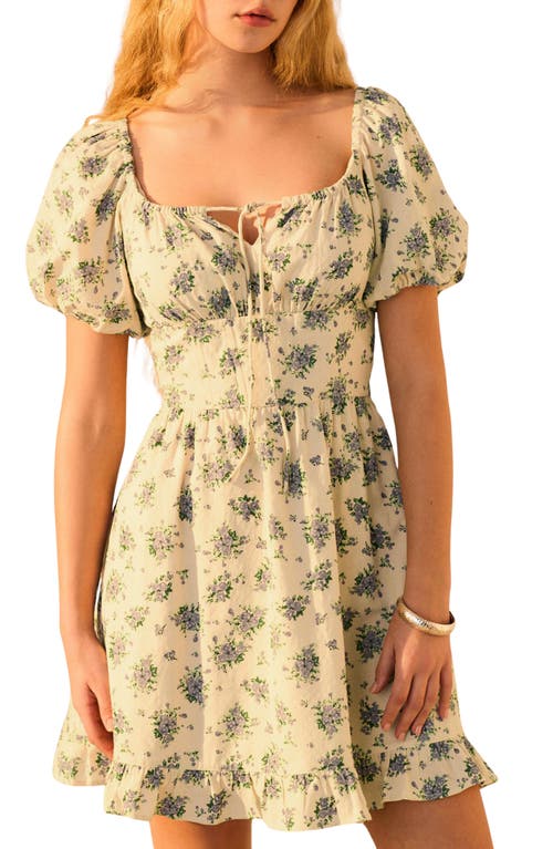 Next Floral Puff Sleeve Mini Sundress In Multi
