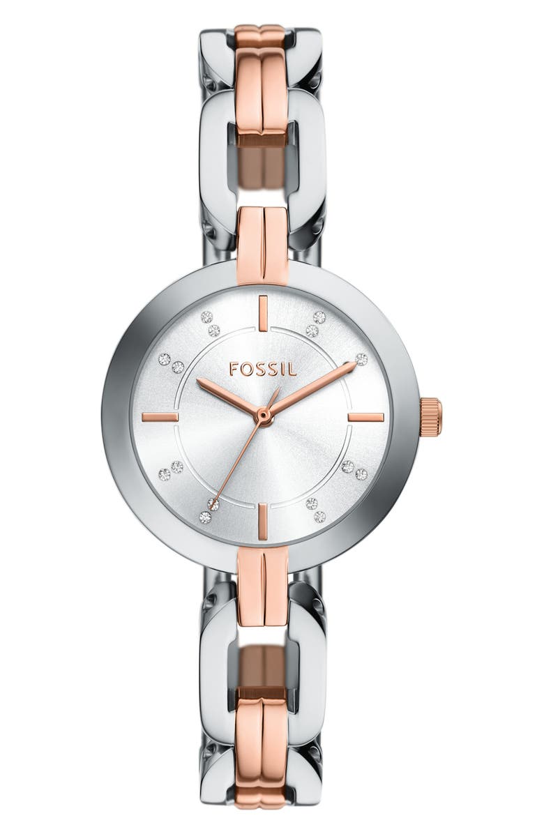 Fossil Kerrigan Two-Tone Bracelet Watch, 32mm, Main, color, Silver/ Two Tone