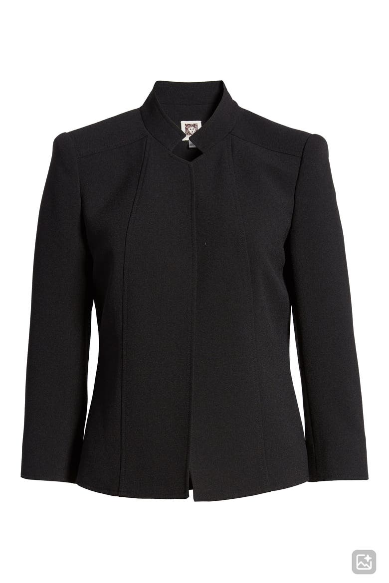 Crepe Open Front Jacket, Alternate, color, ANNE BLK