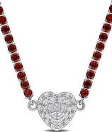 DELMAR Lab Created White Sapphire Heart Necklace