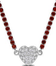DELMAR Lab Created White Sapphire Heart Necklace