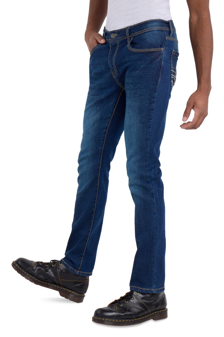 Saddle Stitch Stretch Straight Leg Jeans, Alternate, color, INDIGO