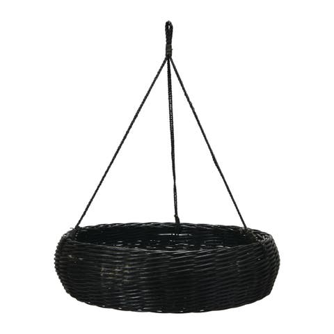 Hand-Woven Hanging Rattan Basket with Jute Rope Hanger