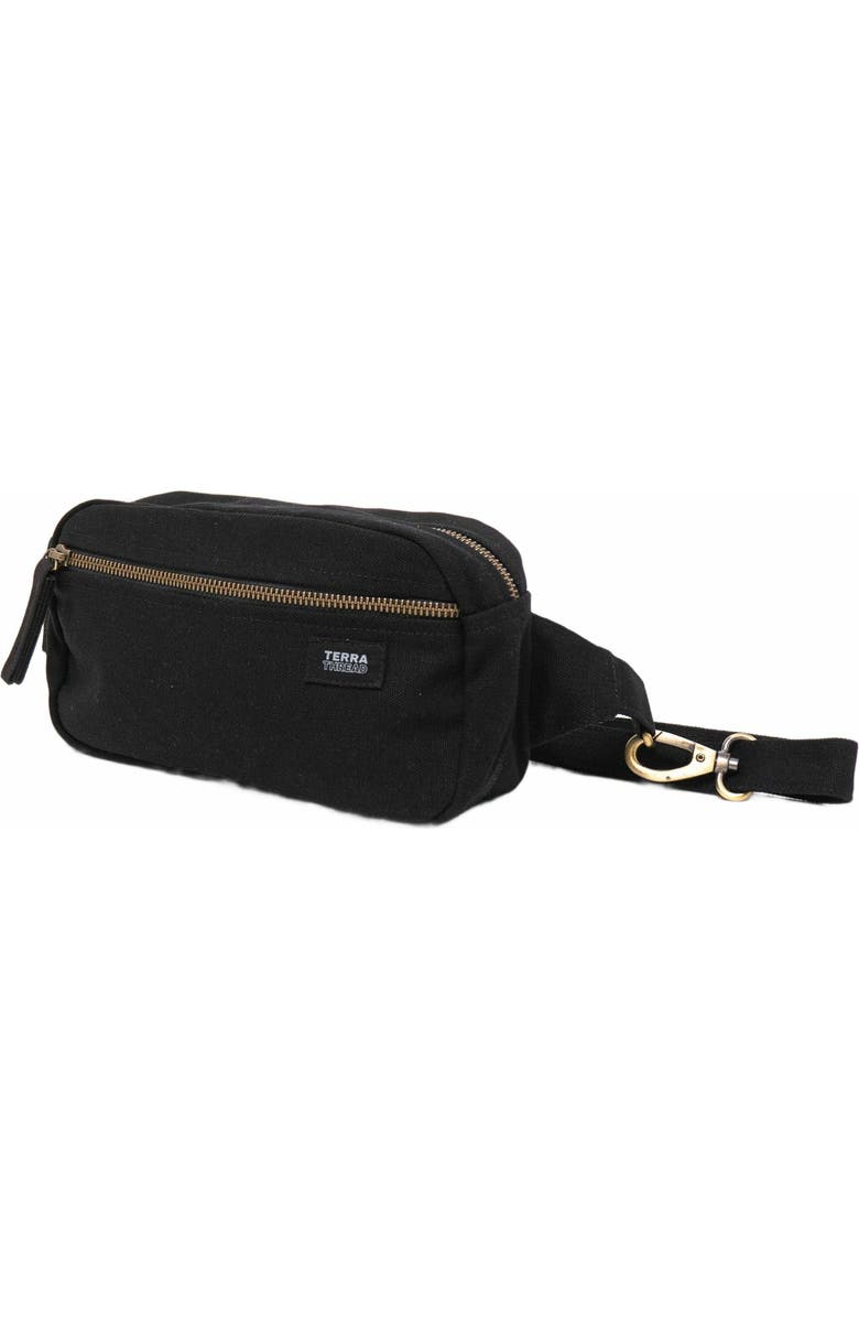 Terra Thread Organic Cotton Sling Belt Bag, Alternate, color, Ivory Black