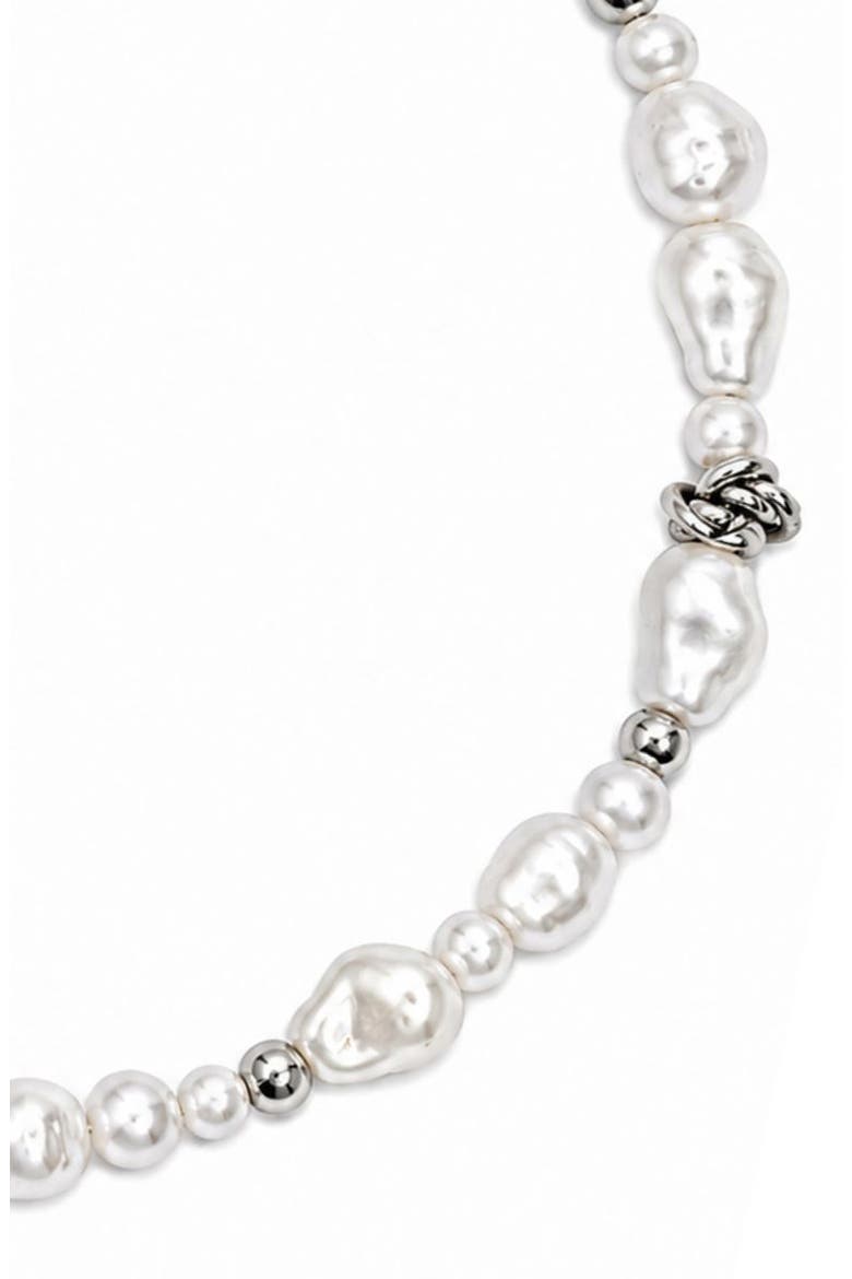 Liquid Faux Pearl & Chain Necklace, Alternate, color, SILVER