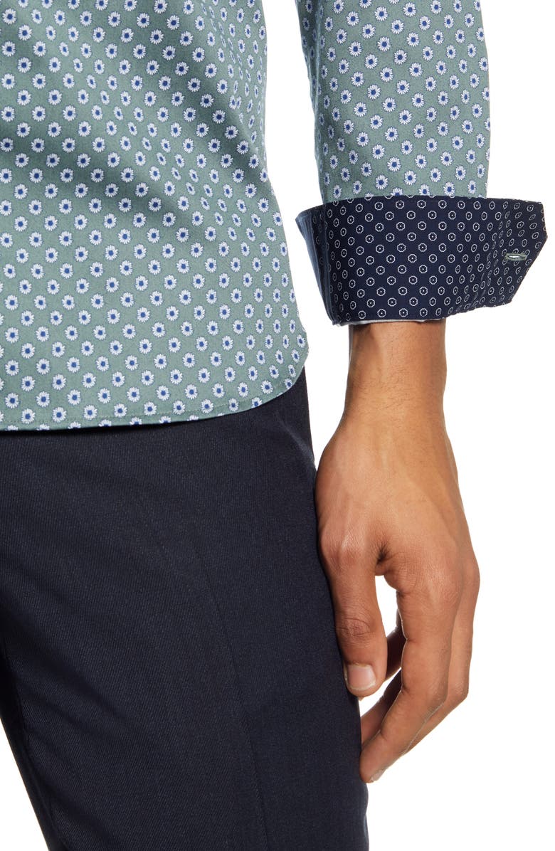 Ted Baker London Heknows Slim Fit Floral Print Button-Up Shirt, Alternate, color, 