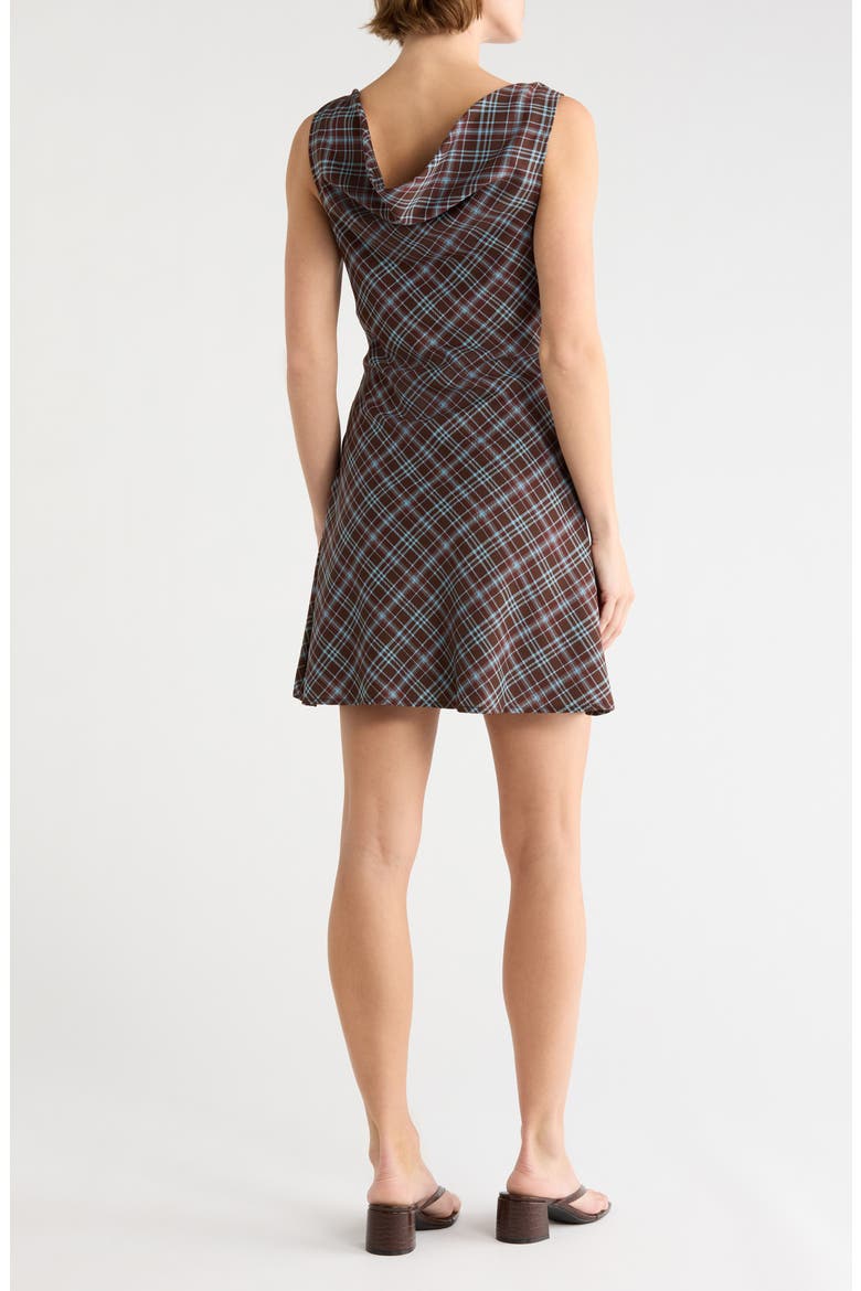 Plaid Cowl Neck Minidress, Alternate, color, BROWN FLORAL