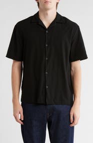 DENIM AND FLOWER Textured Knit Camp Shirt