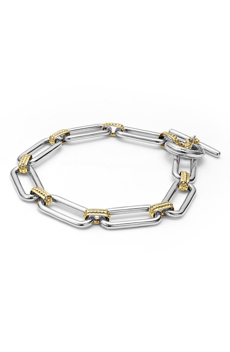 LAGOS Signature Caviar Link Bracelet, Main, color, Silver Gold