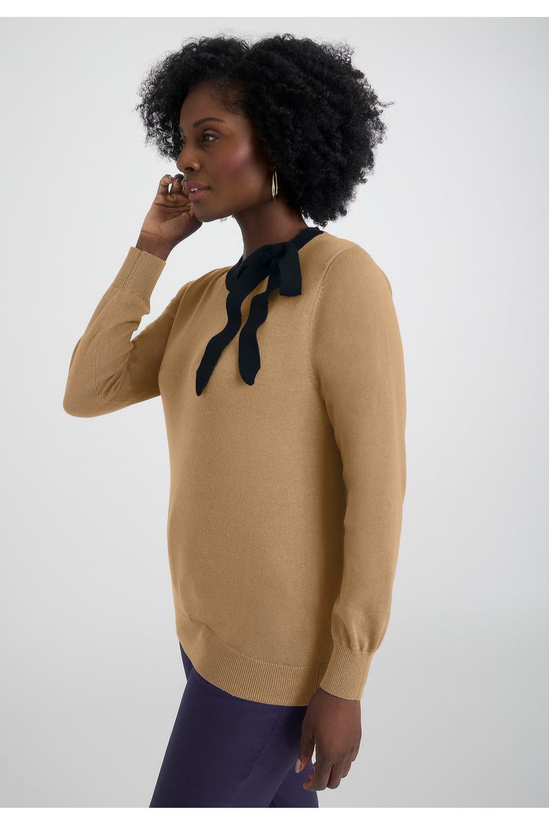 Tie-Neck Sweater, Alternate, color, SOFT CAMEL