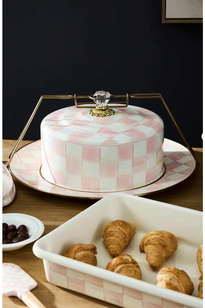 Rosy Check Enameled Steel Cake Carrier, Alternate, color, ROSY