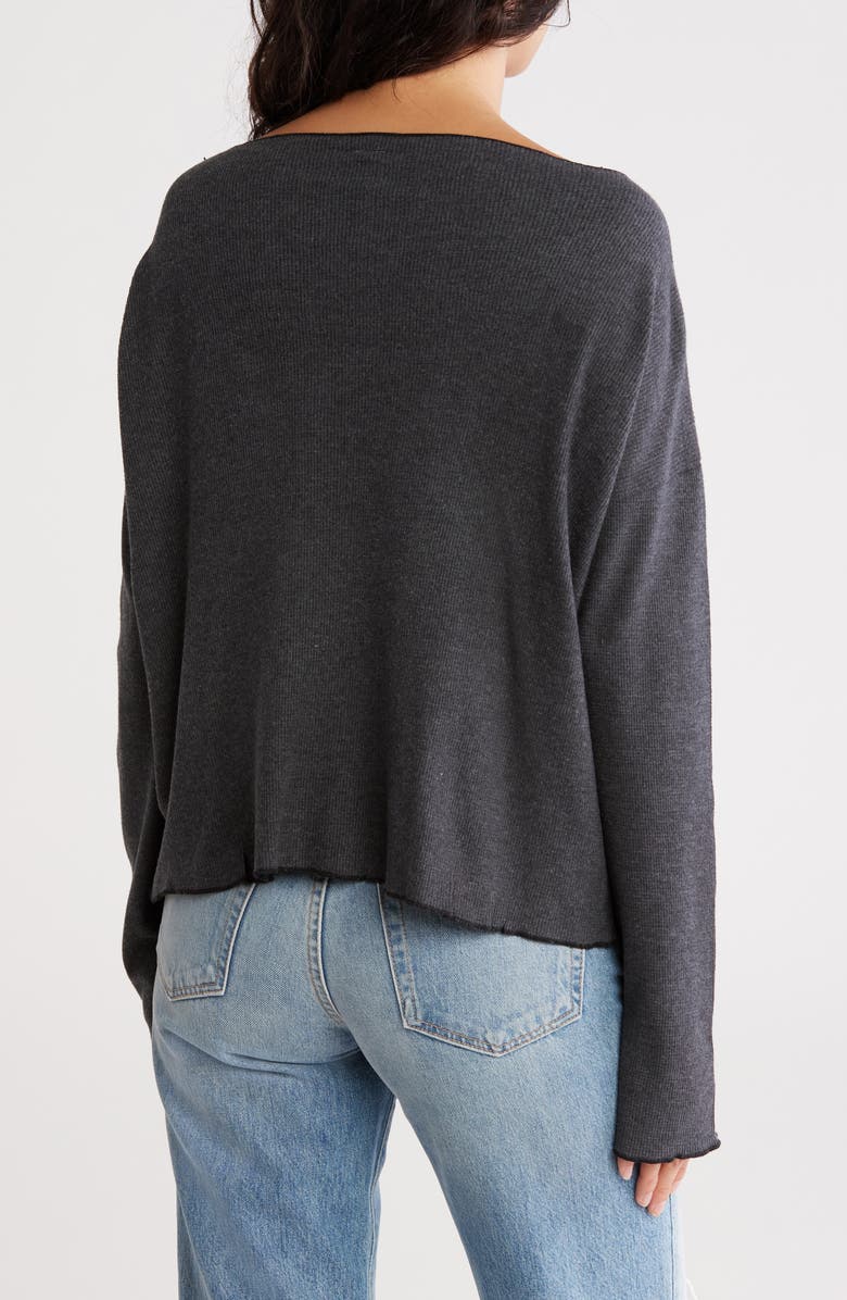 GO COUTURE Boat Neck Sweater, Alternate, color, Charcoal Black Geometric Print