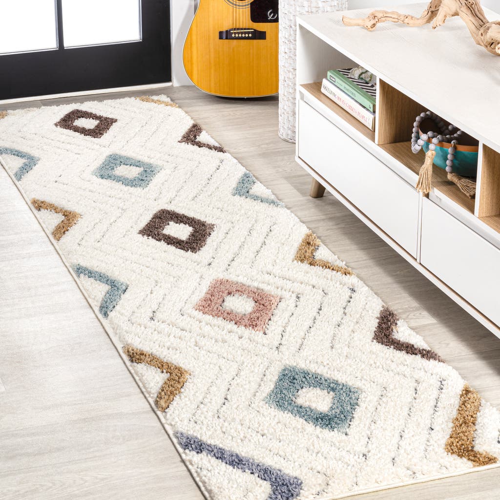 Jonathan Y Amira Diamond High-low Area Rug In Multi/cream