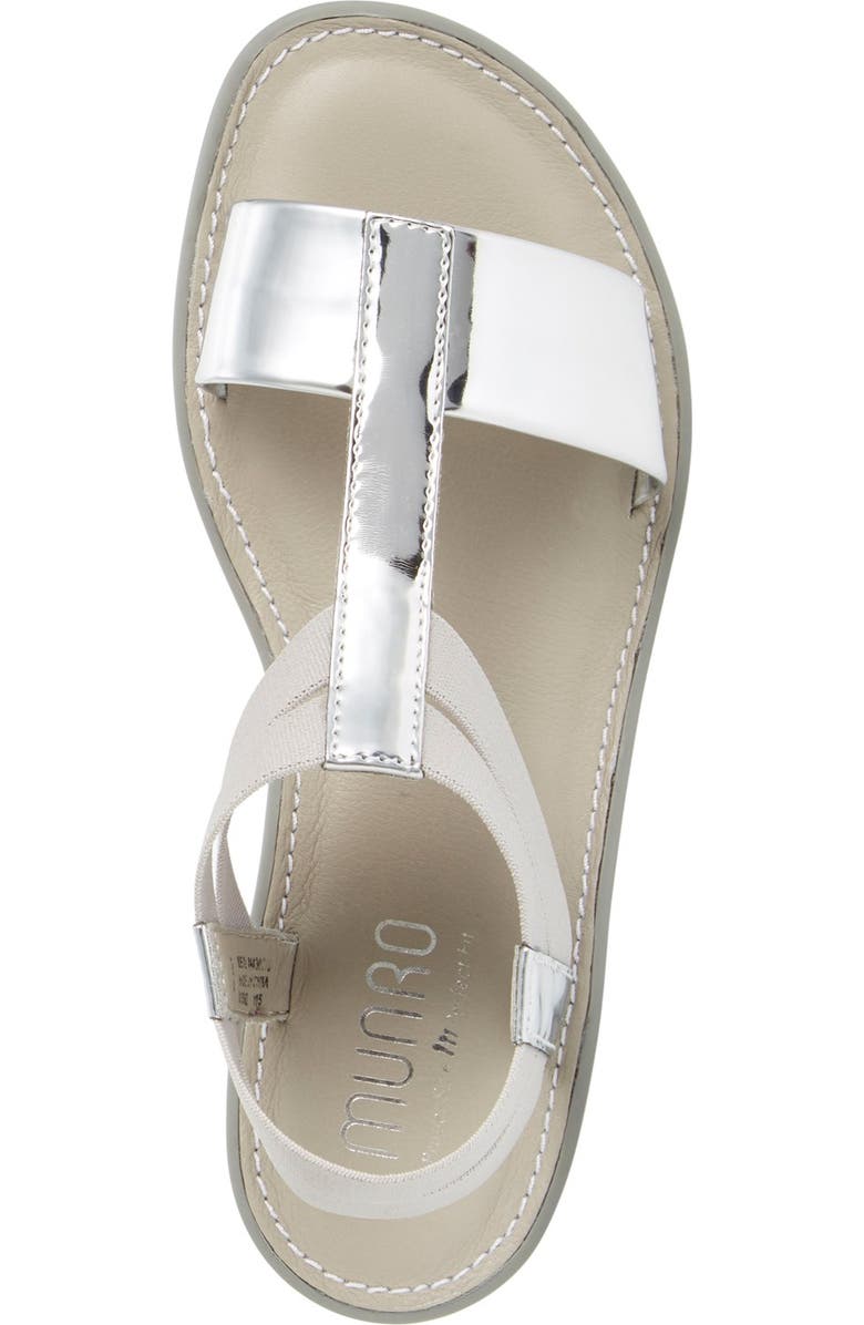 Munro 'Ideal' T-Strap Sandal, Alternate, color, Silver Mirror/ White Elastic