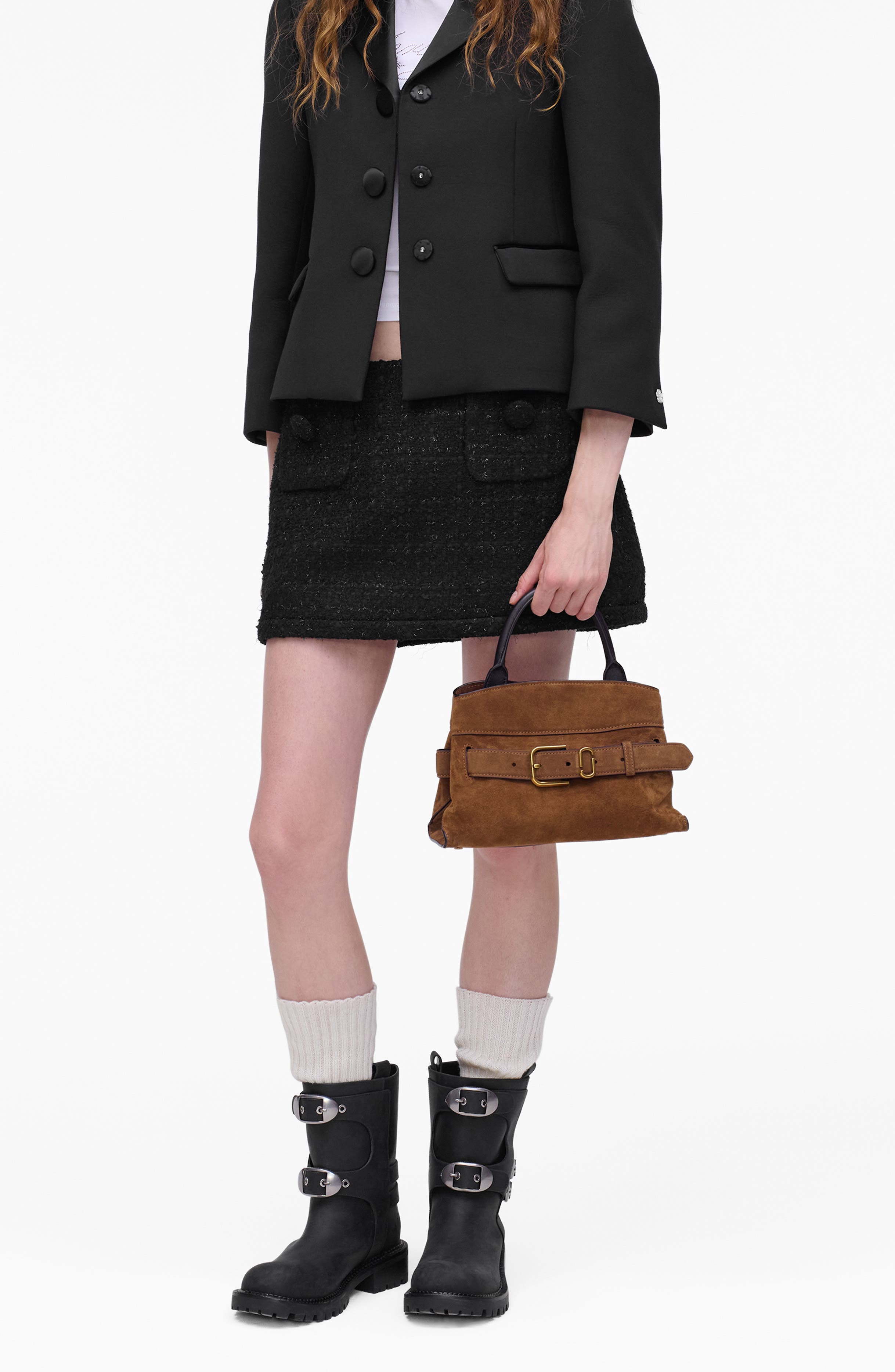 Marc Jacobs The Dakota Small Suede Satchel, Alternate, color, Copper