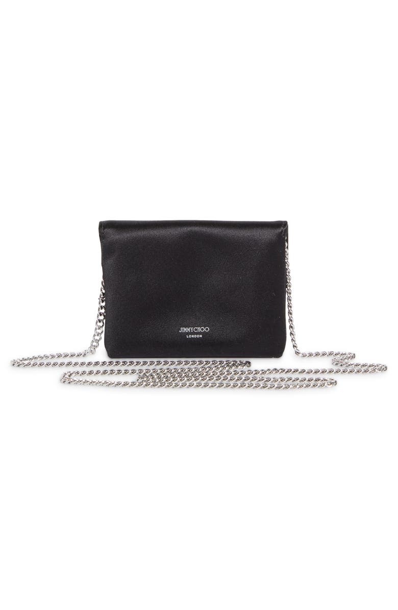 Jimmy Choo Soft Card Holder with Chain, Alternate, color, Black/ Silver