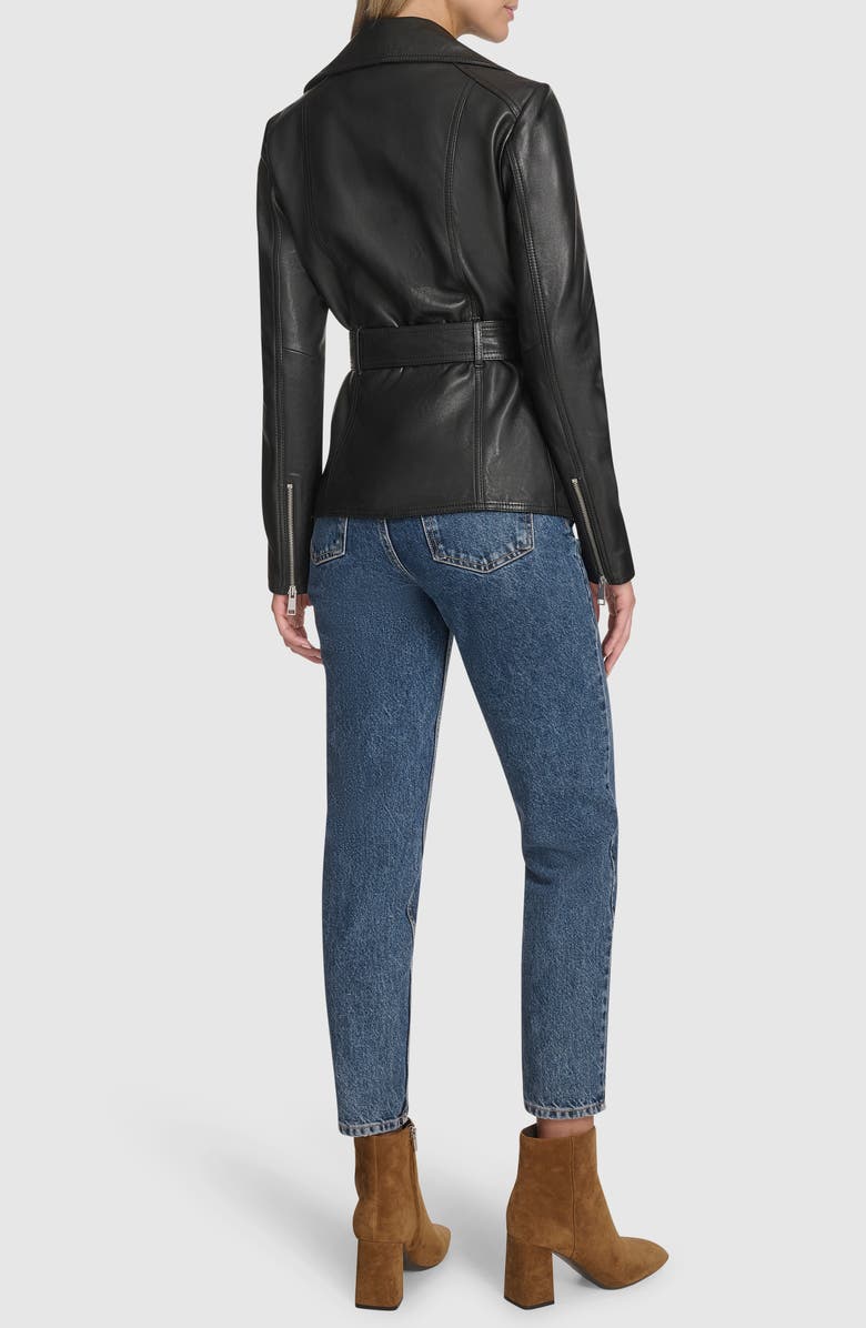 Andrew Marc Violet Leather Trench Jacket, Alternate, color, Black