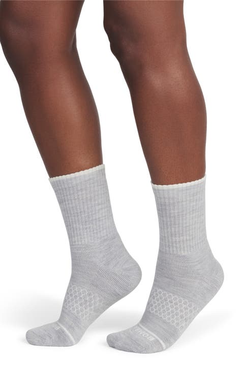 Heathered Merino Wool Blend Crew Socks