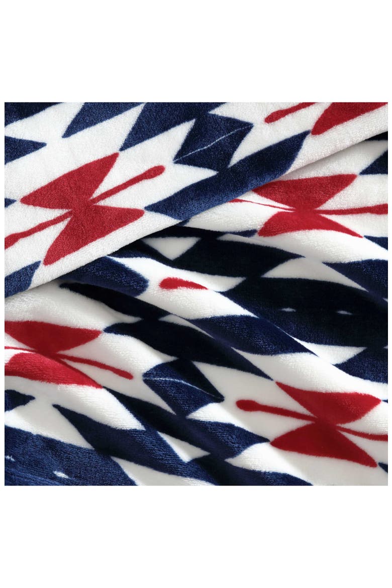 Geo Print Soft Plush Fleece Throw, Alternate, color, DARK BLUE
