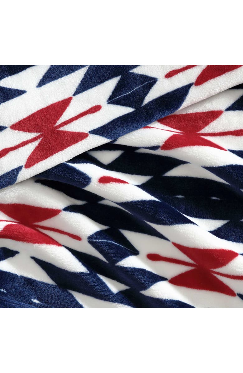 Wrangler Geo Print Soft Plush Fleece Throw, Alternate, color, Dark Blue