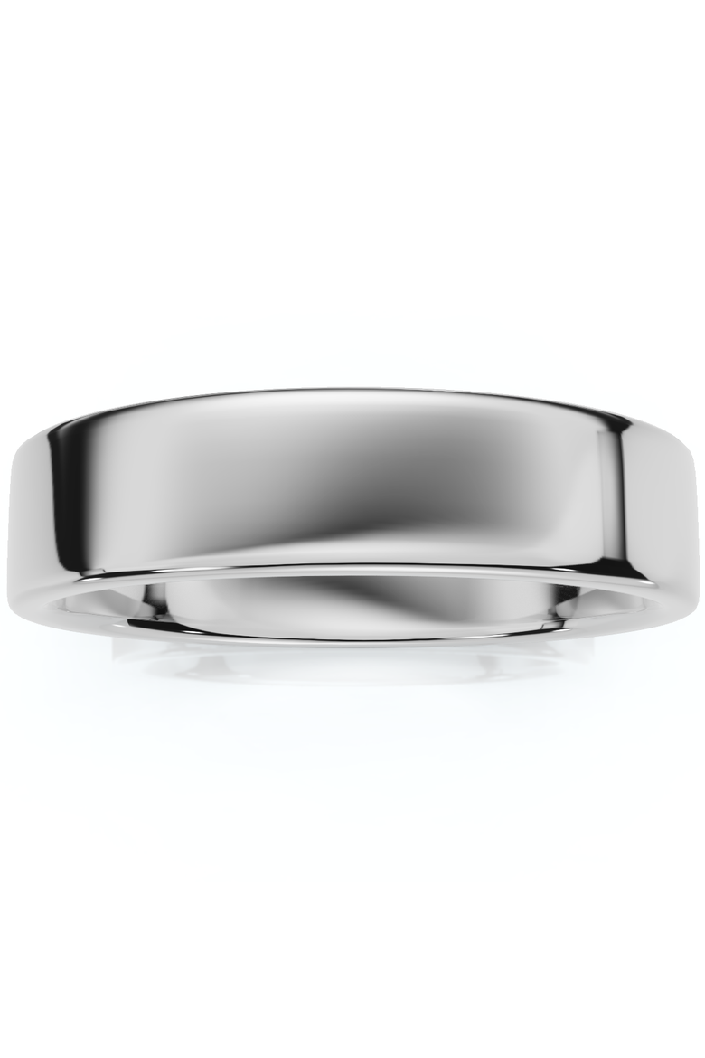 5mm Flat High Polished Wedding Plain Comfort Fit Band 14K Gold Unisex, Alternate, color, 14k White Gold