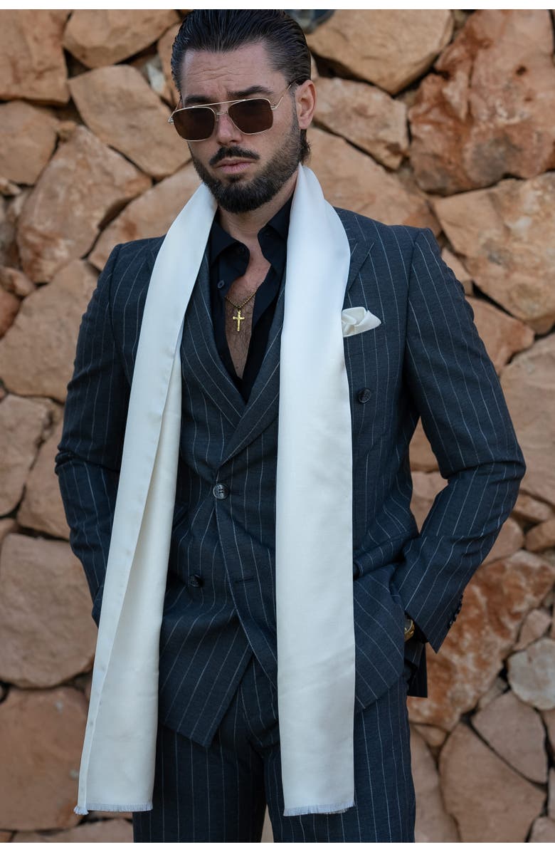 Elizabetta La Scala - Silk Opera Scarf for Men, Alternate, color, White