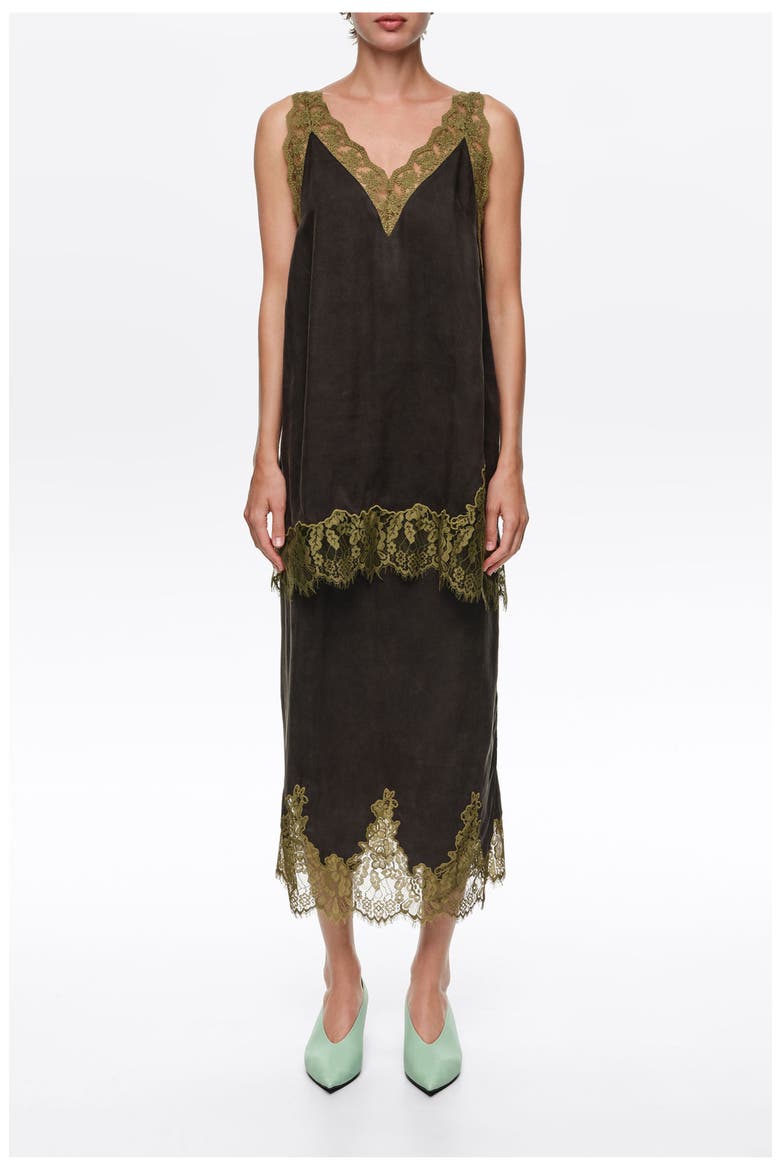 Long Camisole Top with Lace Trim, Main, color, WASHED BLACK