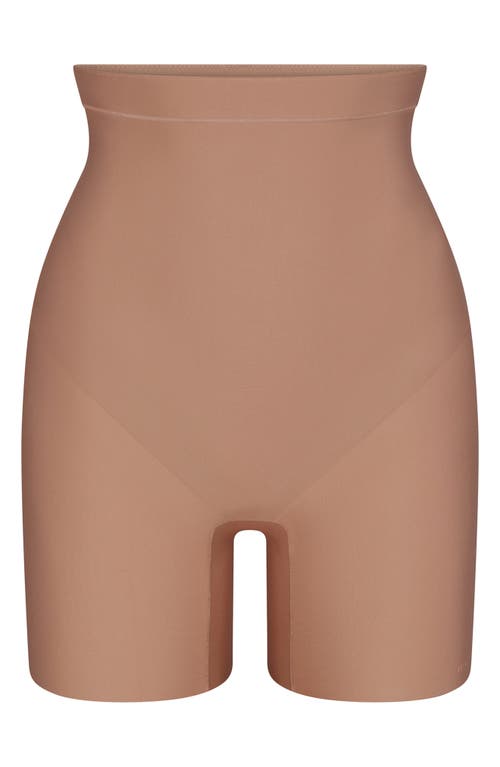 Skims Body Core Sculpt Mid Rise Shorts In Brown