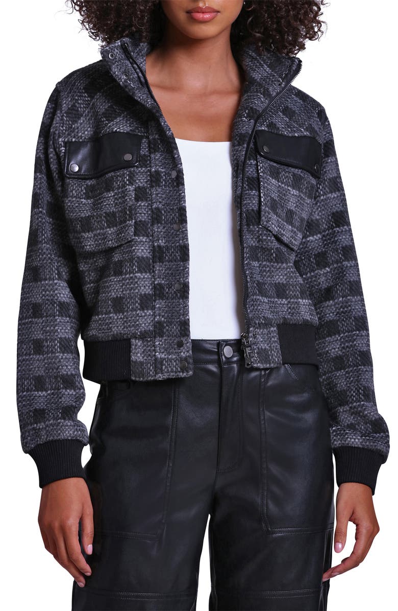 Avec Les Filles Plaid Bomber Jacket, Alternate, color,