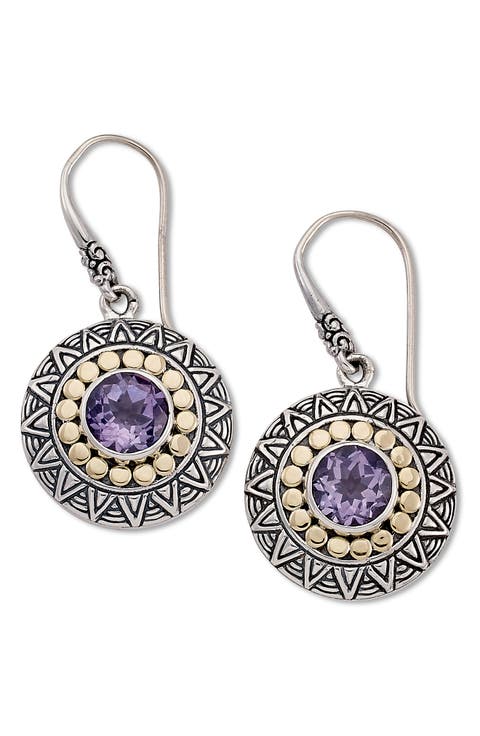 Two-Tone Disc Drop Earrings