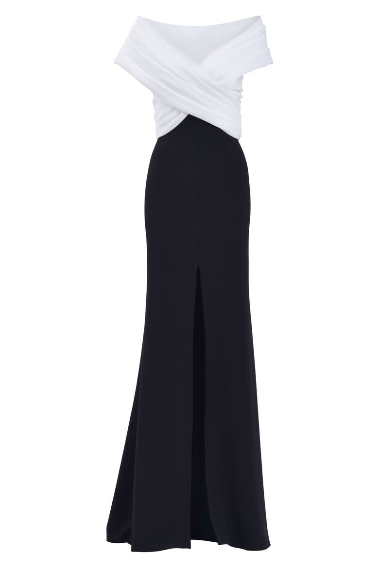 Portrait Neck Taffeta Gown, Alternate, color, IVORY/ BLACK
