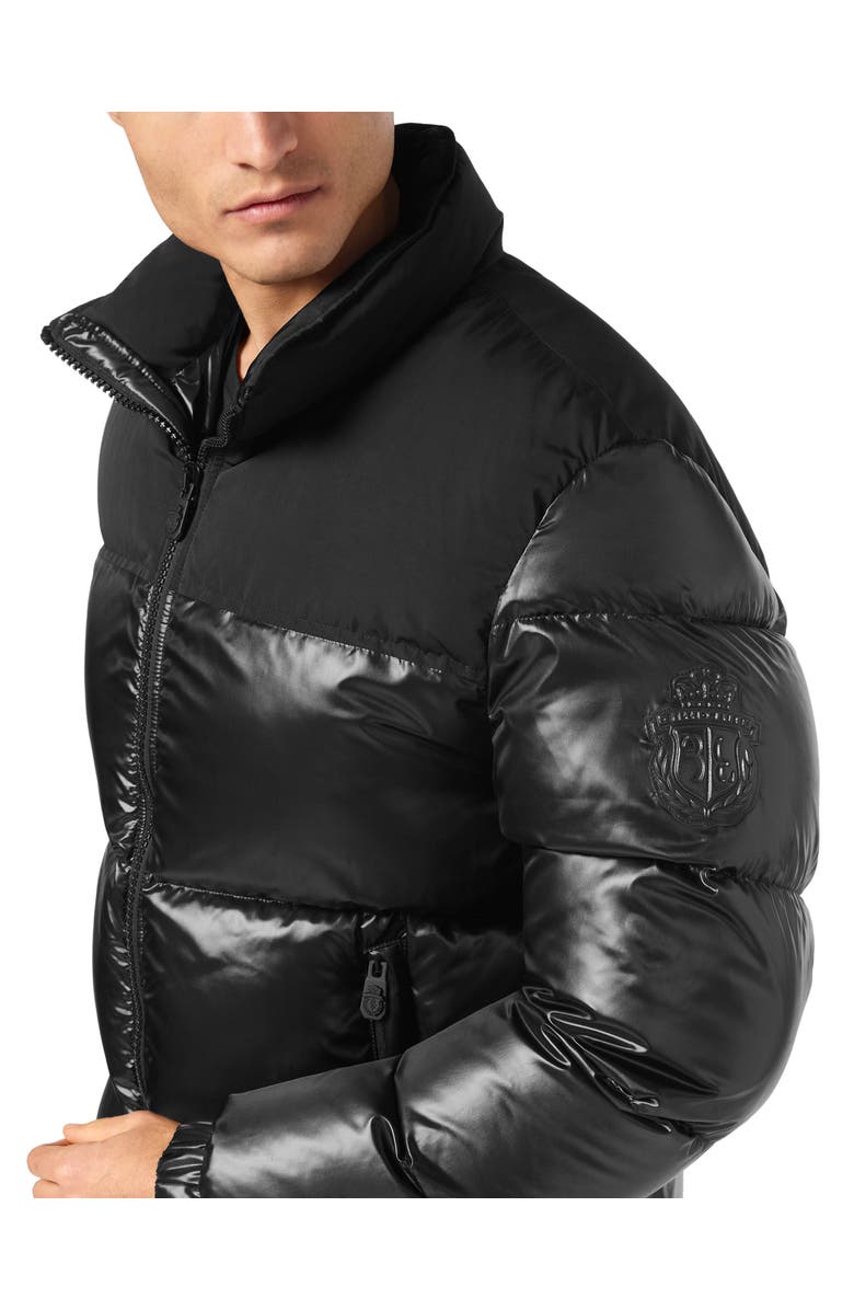 BILLIONAIRE Nylon Down Jacket Bicolor Crest Men, Alternate, color, Black