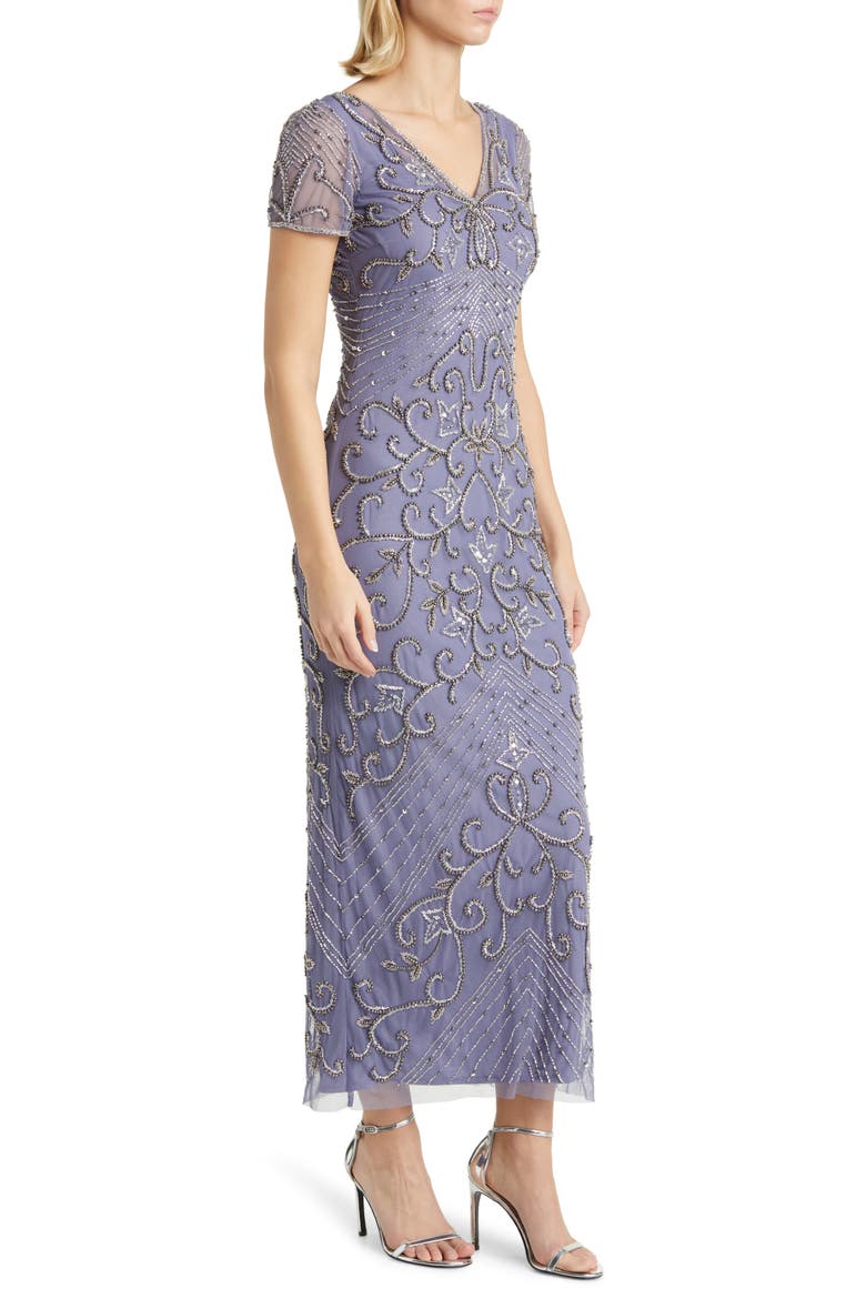 Beaded Mesh Column Gown, Alternate, color, VIOLET 532