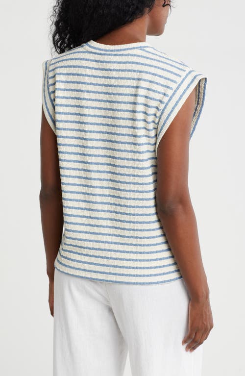 Bobeau Stripe Textured Knit Tank In Gold
