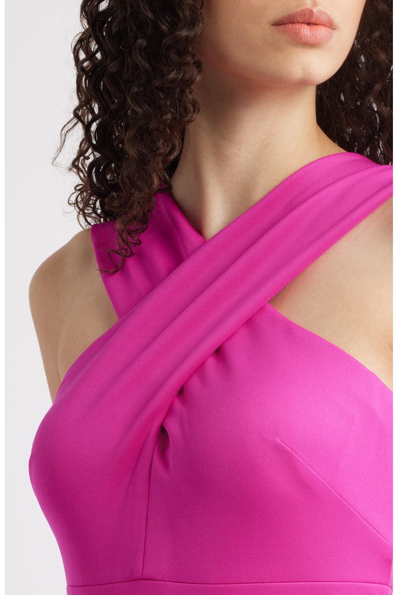 Cross Neck High-Low Evening Dress, Alternate, color, HOT PINK