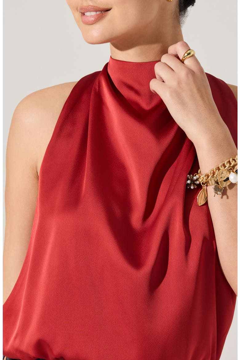 Jolesia Tie Back Satin Sleeveless Top, Alternate, color, RUST