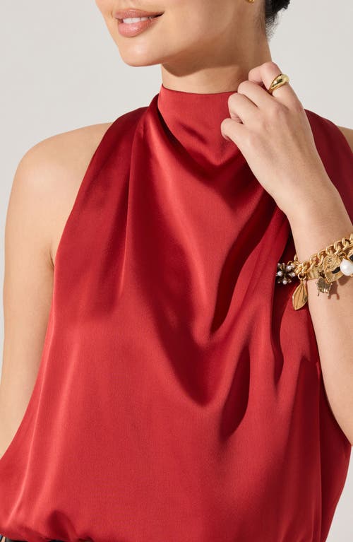 Astr The Label Jolesia Tie Back Satin Sleeveless Top In Red