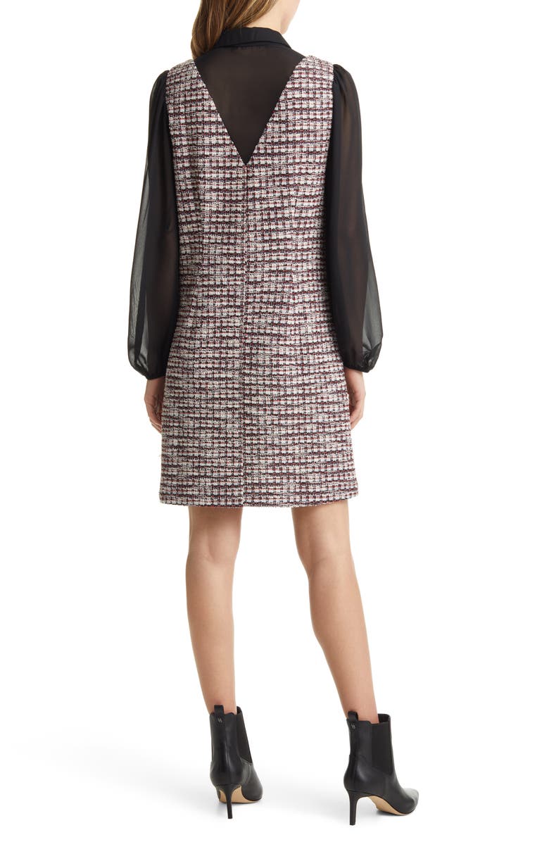Julia Jordan Long Sleeve Tweed Minidress, Alternate, color, Ivory/ Blue