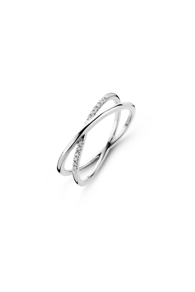 Crossover Diamond Ring |  12 natural diamonds | 925 Sterling Silver | Ring | 7 | White Rhodium, Main, color, White Rhodium