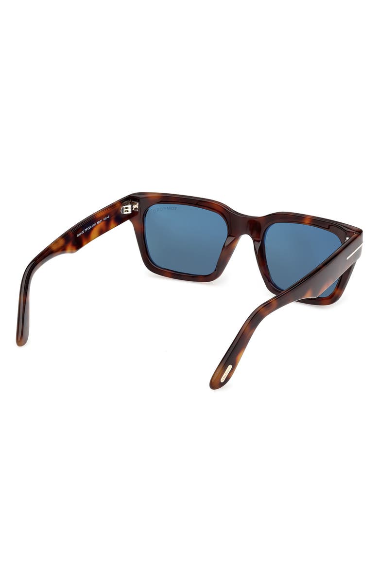 TOM FORD Andy 53mm Square Sunglasses, Alternate, color, Shiny Havana / Teal
