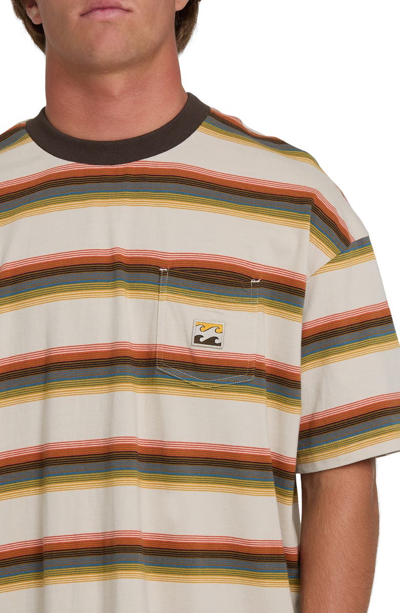 Billabong Baxter Oversize Stripe Pocket T-Shirt, Alternate, color, Oatmeal