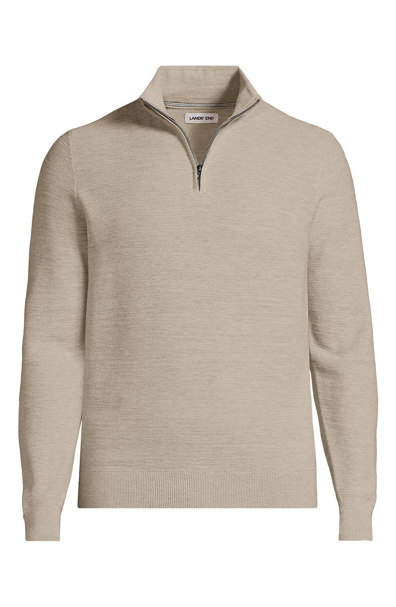 Lands' End Long Sleeve Summer Weight Quarter Zip, Alternate, color, Aged Birch Heather